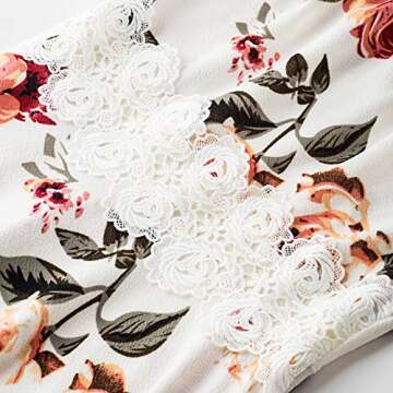 HOMEYEE Women's Sleeveless Cocktail A-Line Embroidery Casual Party Summer Wedding Guest Dress A079(6,Off-White+Floral)