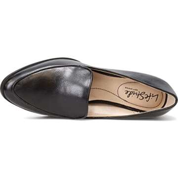 LifeStride Womens Devyn Block Heel Loafer, Black, 8 US