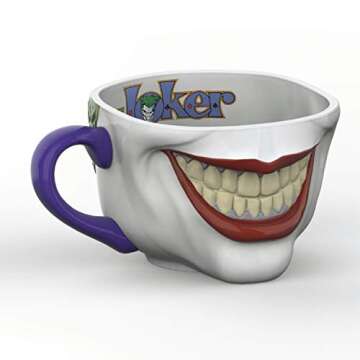 Zak Designs Batman Core Joker Half Face Sculpted Mug Unique 3D Character Sculpted Ceramic Coffee Mug, Collectible Keepsake and Wonderful Coffee Mug (17.5oz BPA-Free)