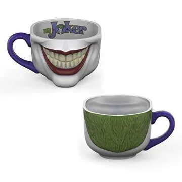 Zak Designs Batman Core Joker Half Face Sculpted Mug Unique 3D Character Sculpted Ceramic Coffee Mug, Collectible Keepsake and Wonderful Coffee Mug (17.5oz BPA-Free)
