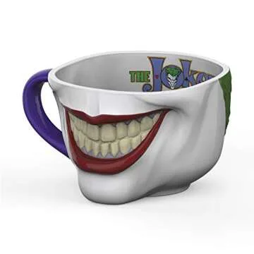 Zak Designs Batman Core Joker Half Face Sculpted Mug Unique 3D Character Sculpted Ceramic Coffee Mug, Collectible Keepsake and Wonderful Coffee Mug (17.5oz BPA-Free)