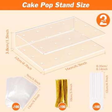 2 Pack Cake Pop Stand with Sticks Kit, Acrylic Lollipop Hold Stand, Clear Cake Pop Display Holder, 1...