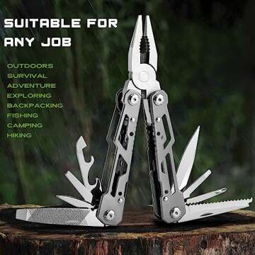 Multitool, 15-in-1 Stainless Steel Multi Tool, Folding Pocket Plier with Nylon Sheath, Perfect for Outdoor, Survival, Camping, Hiking, Simple Repair, Gift for Men, Dad, Husband