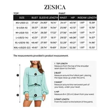 ZESICA Women's Casual Long Sleeve Solid Color Knit Pullover Sweatsuit 2 Piece Short Sweater Outfits Sets,Mint,X-Small