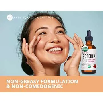 Kate Blanc Cosmetics Rosehip Oil for Face & Skin (4oz, Organic, Pure, Cold Pressed) Rosehip Seed Face Oil for Facial & Gua Sha Massage