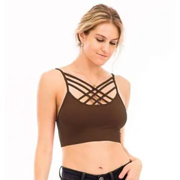 Basic Solid Triple Criss Cross Bralette Sport Bra Americano Size LXL