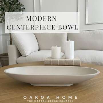 OAKOA Concrete Large Decorative Bowl for Home Decor - Long Decorative Centerpiece Bowl for Table - Coffee Table Bowl for Entryway Table - Large Dough Bowl Decor