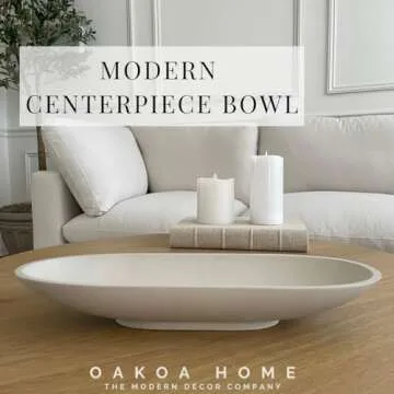 OAKOA Concrete Large Decorative Bowl for Home Decor - Long Decorative Centerpiece Bowl for Table - Coffee Table Bowl for Entryway Table - Large Dough Bowl Decor