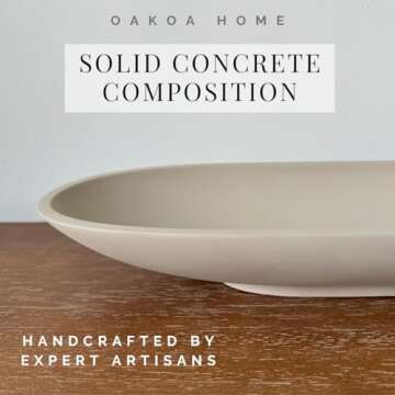 OAKOA Concrete Large Decorative Bowl for Home Decor - Long Decorative Centerpiece Bowl for Table - Coffee Table Bowl for Entryway Table - Large Dough Bowl Decor