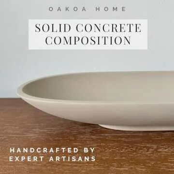 OAKOA Concrete Large Decorative Bowl for Home Decor - Long Decorative Centerpiece Bowl for Table - Coffee Table Bowl for Entryway Table - Large Dough Bowl Decor