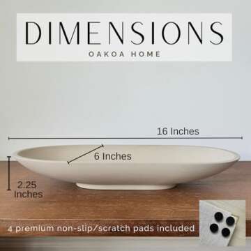 OAKOA Concrete Large Decorative Bowl for Home Decor - Long Decorative Centerpiece Bowl for Table - Coffee Table Bowl for Entryway Table - Large Dough Bowl Decor