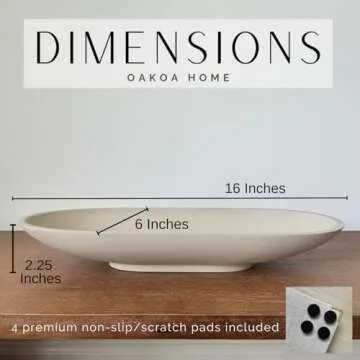 OAKOA Concrete Large Decorative Bowl for Home Decor - Long Decorative Centerpiece Bowl for Table - Coffee Table Bowl for Entryway Table - Large Dough Bowl Decor