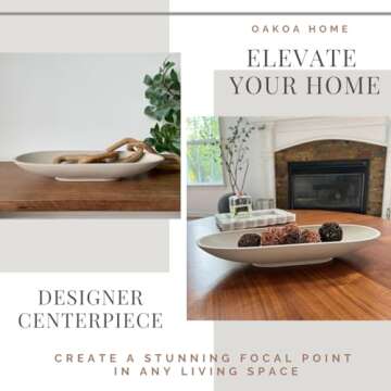 OAKOA Concrete Large Decorative Bowl for Home Decor - Long Decorative Centerpiece Bowl for Table - Coffee Table Bowl for Entryway Table - Large Dough Bowl Decor