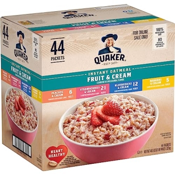 Quaker Instant Oatmeal Variety Pack - 44 Single Serve Fruit & Cream