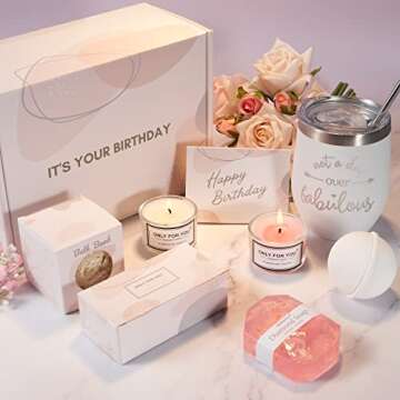 Birthday Gifts for Women - Surprise Her with Unique Spa Gift Baskets Set for Mom Sister Ladies Female Friends and Best Friend - Happy Bday Boxes Ideas for Woman