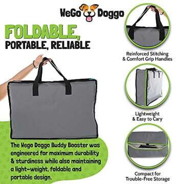WeGo Doggo Buddy Booster Dog Car Seat - Small & Medium Dogs - Dog Booster Seat with Bed & Extra Storage - Safer Car Rides with Headrest Leash Tether - 40 Shelter Meals Donated Per Pet Car Seat