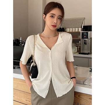 Stylish COZYEASE Women's Button Down Blouse for Everyday Wear