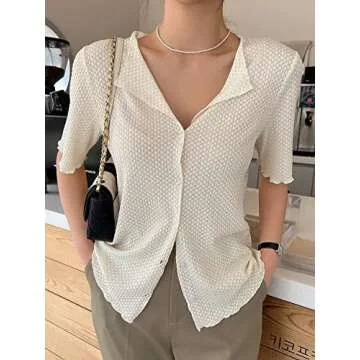 Stylish COZYEASE Women's Button Down Blouse for Everyday Wear