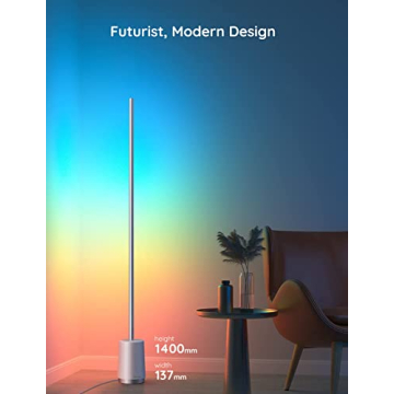 Govee Floor Lamp, RGBIC Lyra Color Changing Corner Lamp, Modern LED Lights with Wi-Fi App Control, 64+ Scene, DIY Modes, Music Sync, Standing Lamp, Suitable for Bedroom