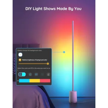 Govee Floor Lamp, RGBIC Lyra Color Changing Corner Lamp, Modern LED Lights with Wi-Fi App Control, 64+ Scene, DIY Modes, Music Sync, Standing Lamp, Suitable for Bedroom