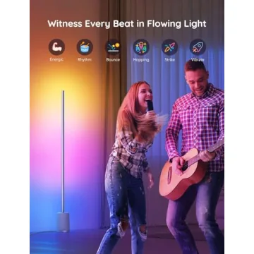 Govee Floor Lamp, RGBIC Lyra Color Changing Corner Lamp, Modern LED Lights with Wi-Fi App Control, 64+ Scene, DIY Modes, Music Sync, Standing Lamp, Suitable for Bedroom