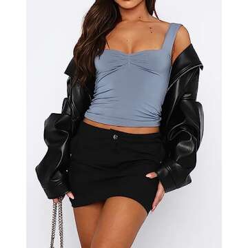 Cioatin Women Y2K Cute Sweetheart Neck Going Out Crop Tops Sleeveless Bustier Skinny Fit Summer Crop...