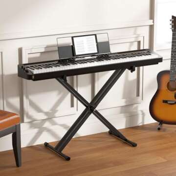 tipatyard Double-X Keyboard Stand, Portable Digital Piano Stand, Adjustable Keyboard Music Stand for...