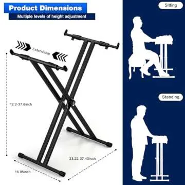tipatyard Adjustable Double-X Keyboard Stand for Pianos