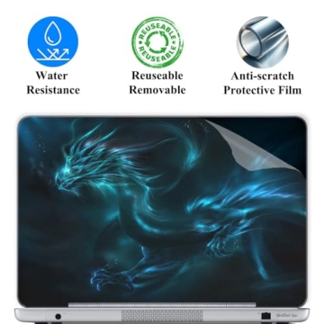 Stylish 14 Inch Laptop Skin Sticker Cover Art - Blue Dragon with Wrist Pad Skins