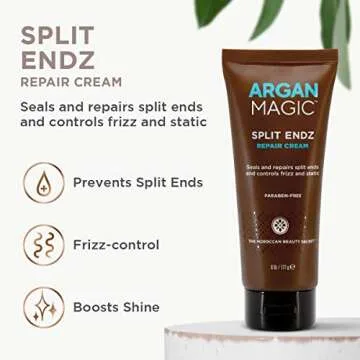 Argan Magic Split Endz Cream - Instantly Binds Frayed and Separated Ends While Preventing Future Breakage | Controls Frizz | Made in USA, Paraben Free, Cruelty Free (6 oz)