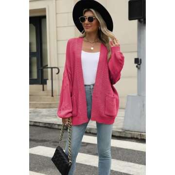 Cakulo Womens 2024 Oversized Chunky Cardigan Sweaters Fall Fashion Open Front Knit Long Sleeve Cardi...