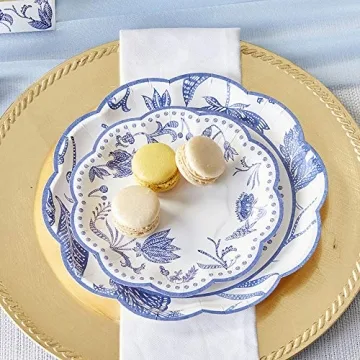 Blue Willow Disposable Paper Plates - Elegant & Premium