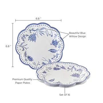 Blue Willow Disposable Paper Plates - Elegant & Premium