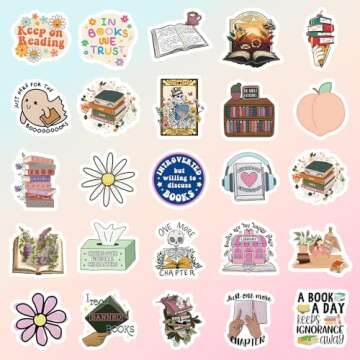 200Pcs Bookish Stickers for Kindle, Book Reading Booktok Aesthetic Stickers, Spicy Fantasy Journal Book Stickers for Adult, Bookish Book Lover Gifts Skin Accessories