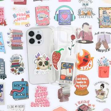 200Pcs Bookish Stickers for Kindle, Book Reading Booktok Aesthetic Stickers, Spicy Fantasy Journal Book Stickers for Adult, Bookish Book Lover Gifts Skin Accessories