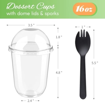 Zezzxu 50 Pack 16 oz Clear Dessert Cups with Lids