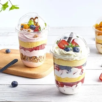 Zezzxu 50 Pack 16 oz Clear Dessert Cups with Lids