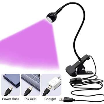 UV USB LED Blacklight Gooseneck Lamp | Uses: Apres Gel x Nail Tips, Detection of Satin, Black Light ...