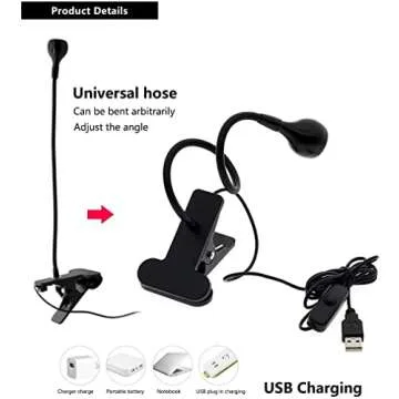 UV USB LED Blacklight Gooseneck Lamp | Uses: Apres Gel x Nail Tips, Detection of Satin, Black Light Fluorescent Paint, UV Gel Nails, and Ultra Violet curing |Clamp Fixtures, and Just Plug & Play| Unas
