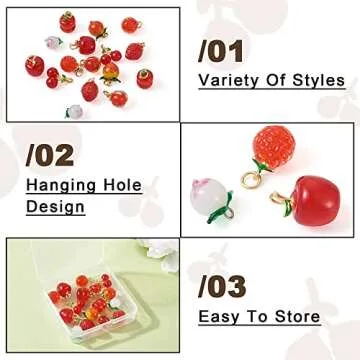 Cheriswelry 16pcs Fruit Glass Pendants for Jewelry Making