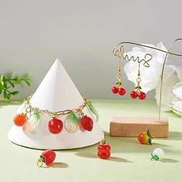 Cheriswelry 16pcs Fruit Glass Pendants for Jewelry Making