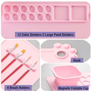 Lymoc Silicone Painting Mat,Painting Stations Kit [1x Apron,1 Pair Oversleeve,20 Pieces Brushes] Cra...