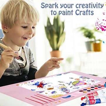 Lymoc Silicone Painting Mat,Painting Stations Kit [1x Apron,1 Pair Oversleeve,20 Pieces Brushes] Craft Silicone Mats 21"X17" with Detachable Cup for Kids Gift,Painting, Clay, DIY Projects