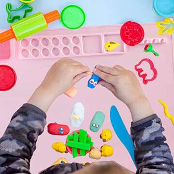 Lymoc Silicone Painting Mat,Painting Stations Kit [1x Apron,1 Pair Oversleeve,20 Pieces Brushes] Craft Silicone Mats 21"X17" with Detachable Cup for Kids Gift,Painting, Clay, DIY Projects