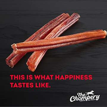 The Chompery Natural Bully Sticks, Premium Dog Chews Pack of 3 Treats