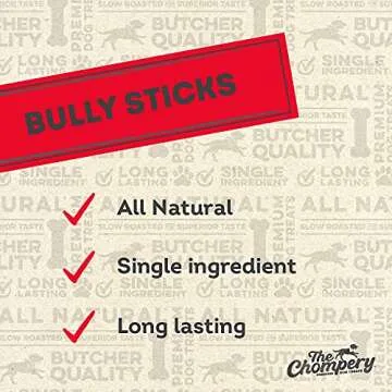 The Chompery Natural Bully Sticks, Premium Dog Chews Pack of 3 Treats