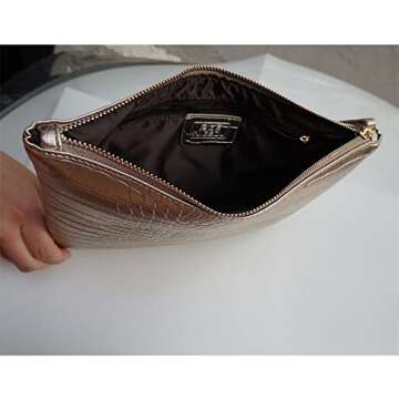 Stylish NIGEDU Women Crocodile Grain Clutch Bag in Blue