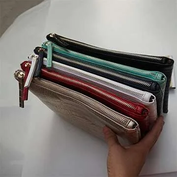 Stylish NIGEDU Women Crocodile Grain Clutch Bag in Blue