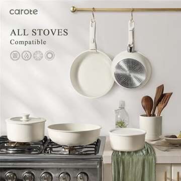 CAROTE 21pcs Detachable Handle Pots and Pan Set, Nonstick Induction Cookware, Removable Handle, RV Oven Safe Cookware