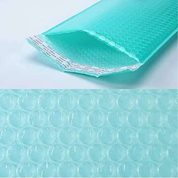 Teal Bubble Mailers 7X10 inch 50 Pack Poly Padded Envelopes Self Seal Adhesive Packaging Bags Cute Colored Bubble Envelopes Mailing Bags Waterproof Shipping Bags for Small Business - PACKAPRO